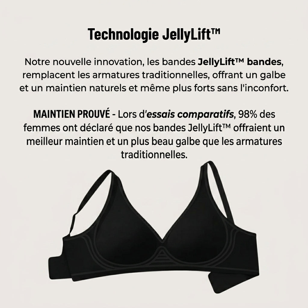 Soutien-gorge sans coutures, push-up et décolleté en V profond, sans armatures, en gelée.