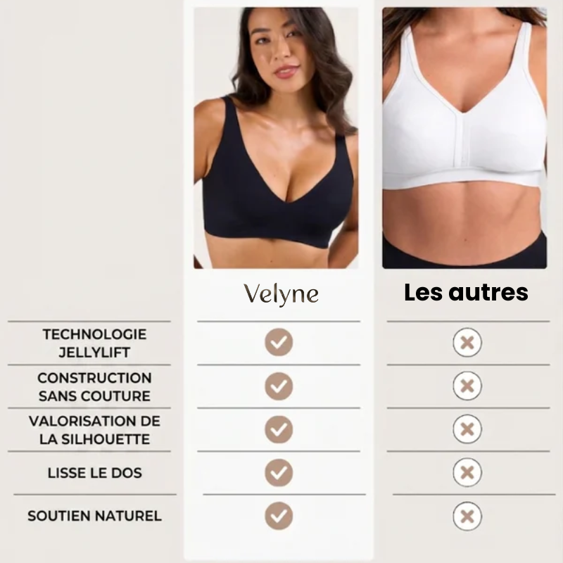Soutien-gorge sans coutures, push-up et décolleté en V profond, sans armatures, en gelée.